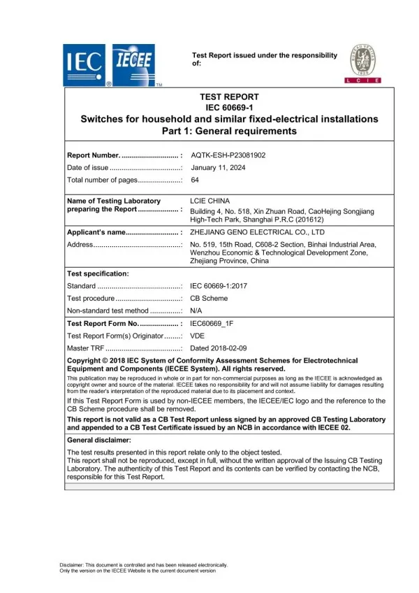 IEC / CE Testing Report