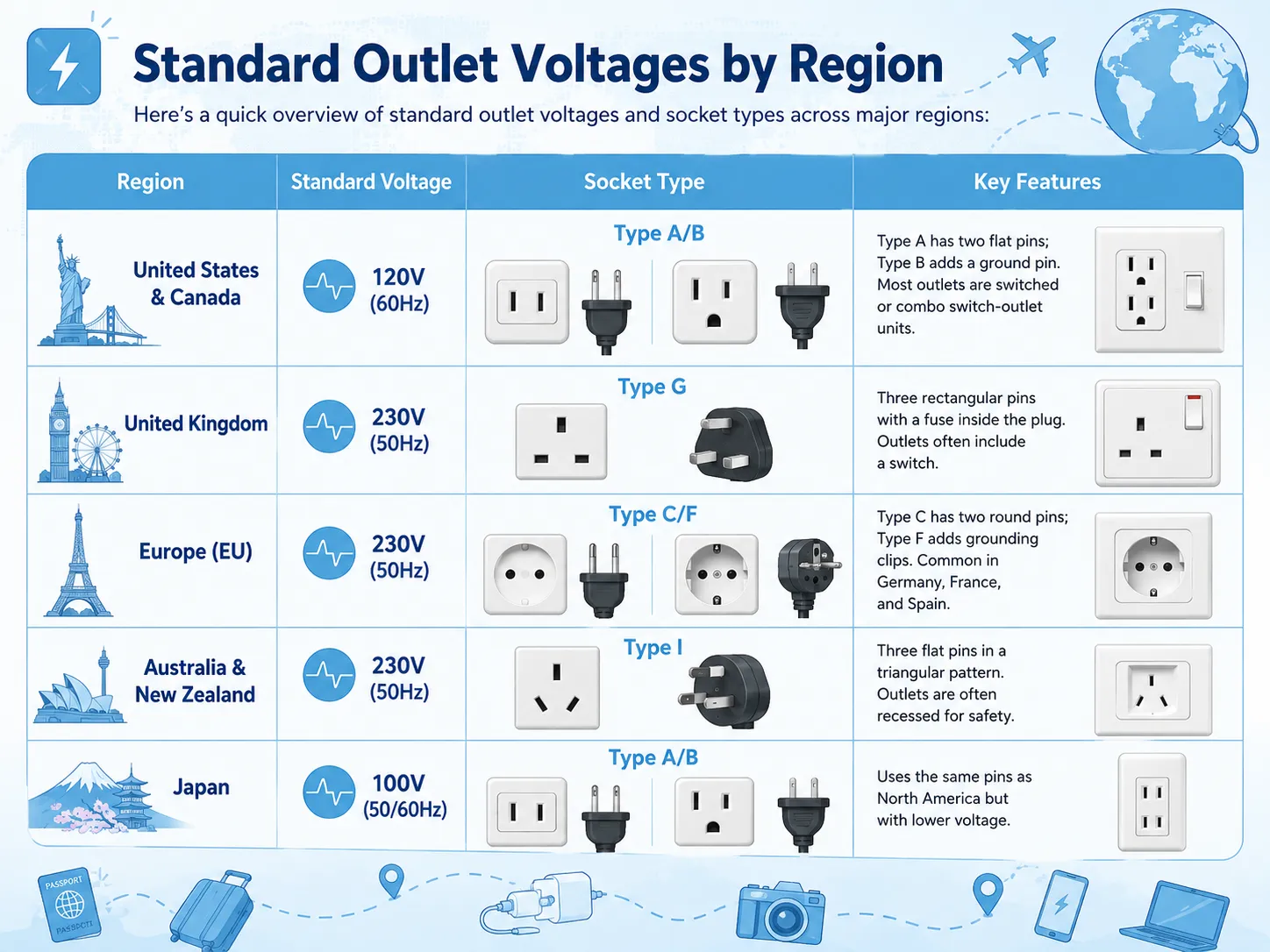 Standard Outlet Voltages by Region