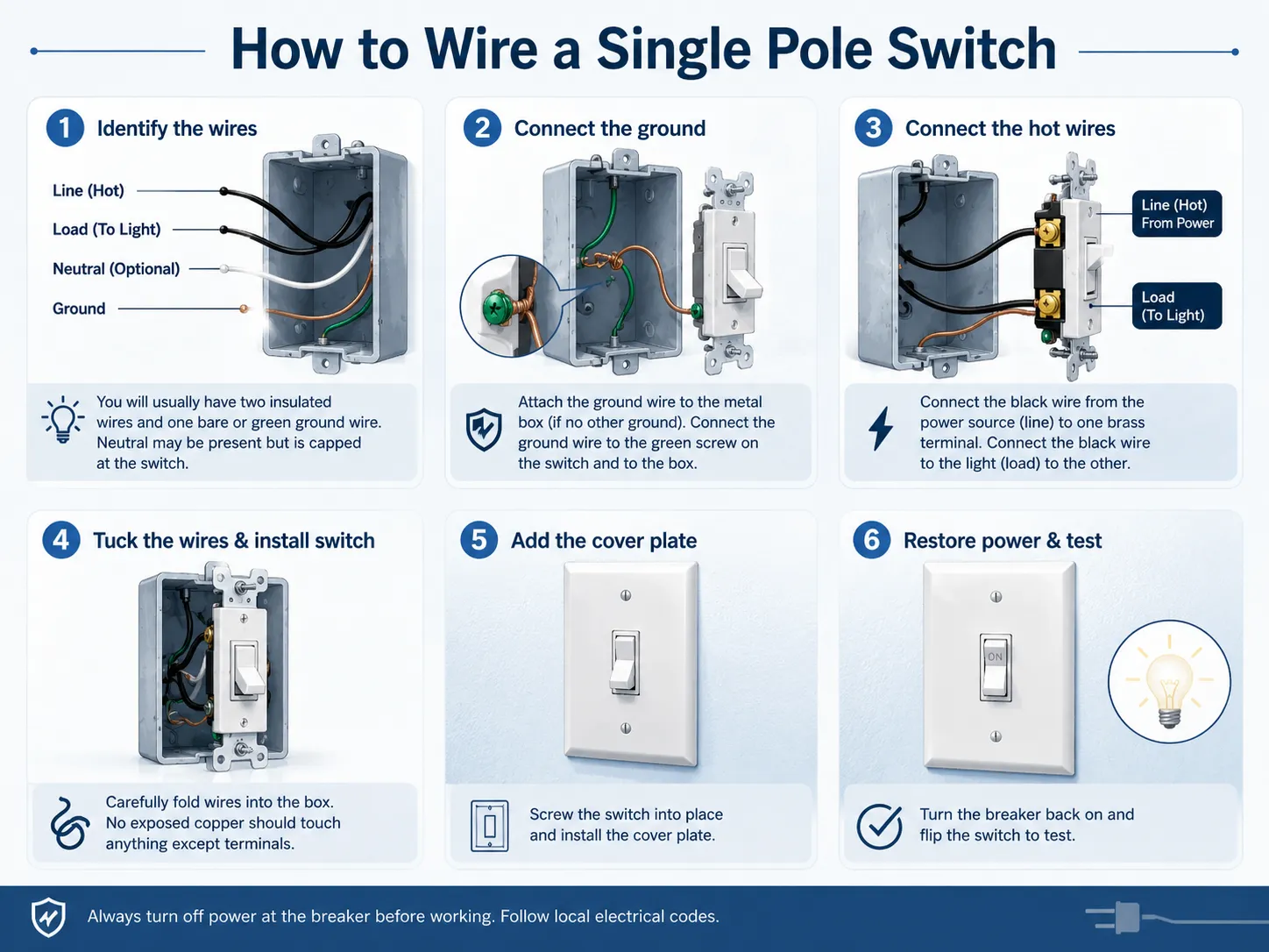 Step-by-Step How to Wire a Single Pole Switch
