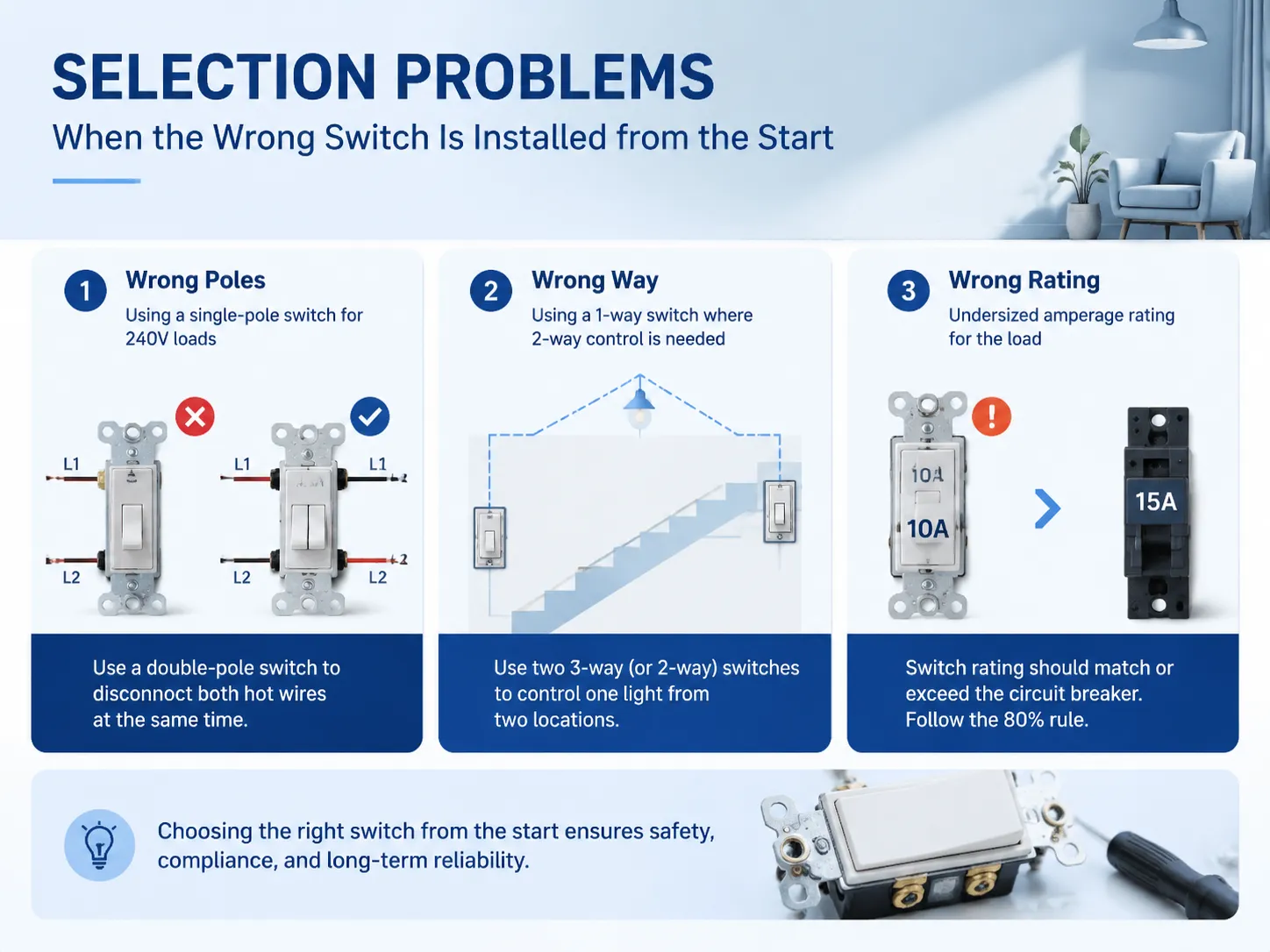 Selection Problems When the Wrong Switch Is Installed from the Start