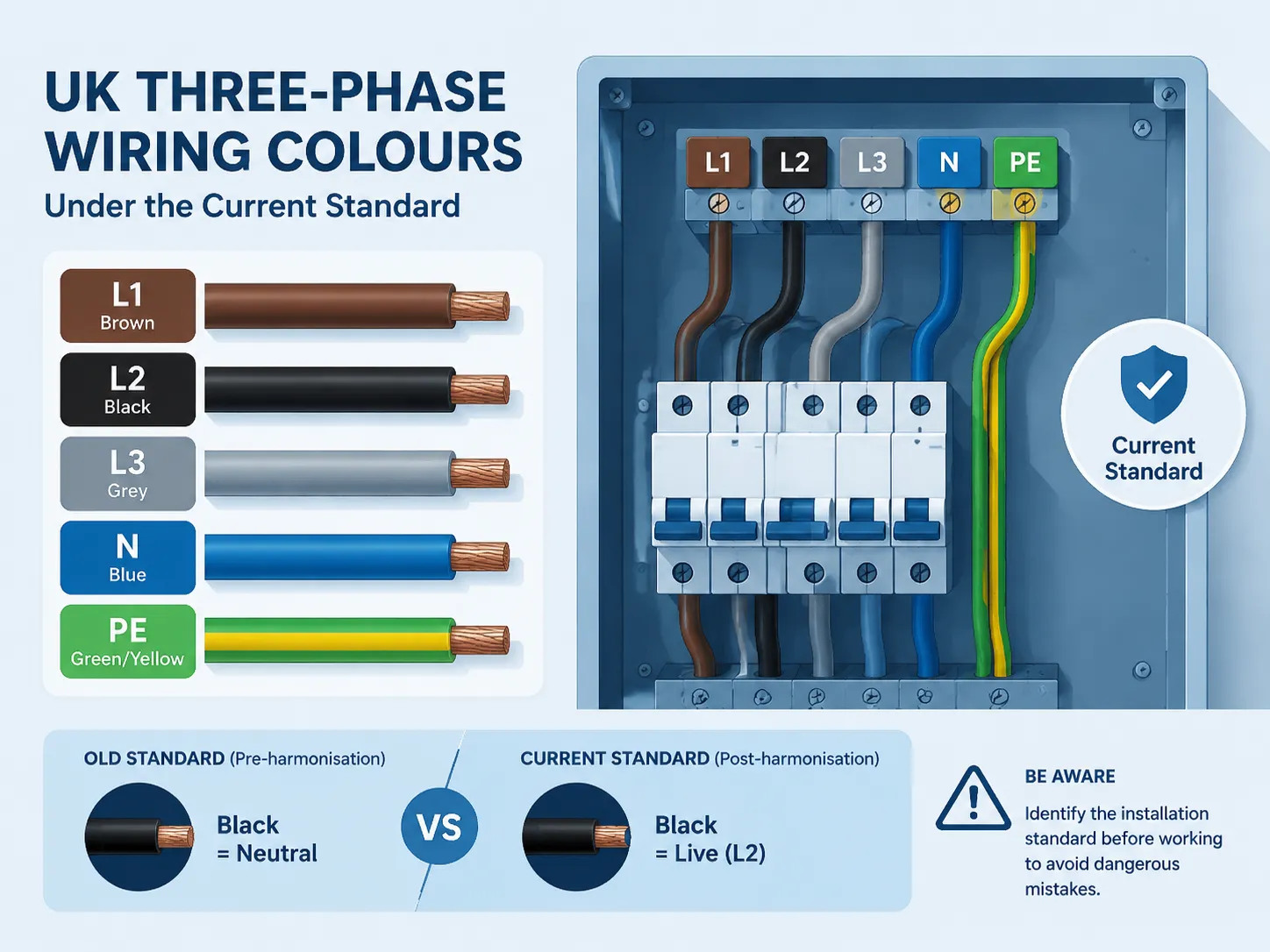 Three‑Phase Circuit Colours Under the Current Standard