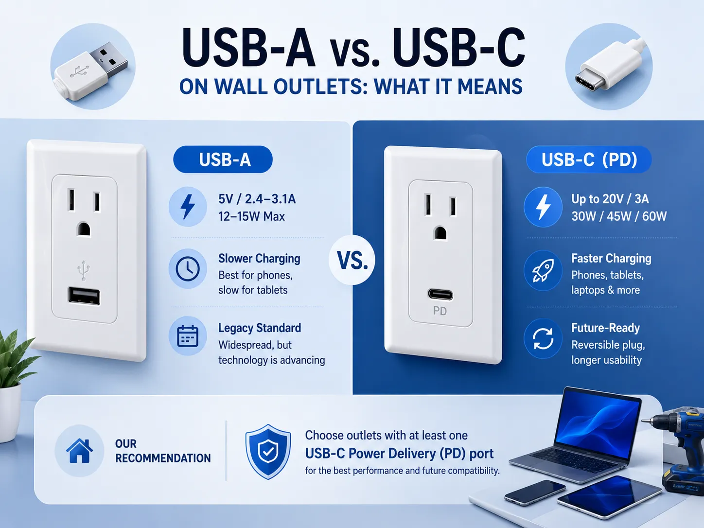 USB‑A vs. USB‑C on Wall Outlets What the Port Type Means