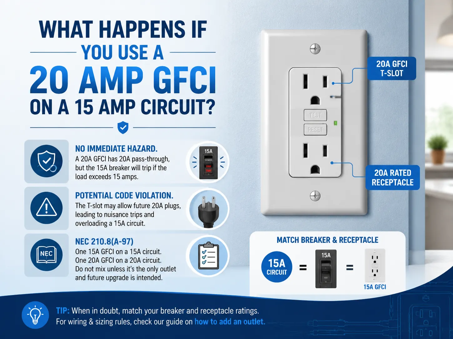 What Happens If You Use a 20 Amp GFCI on a 15 Amp Circuit