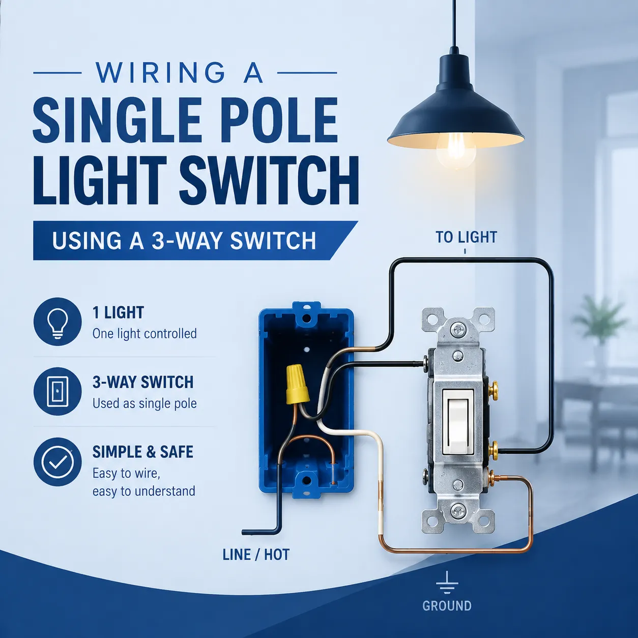 Wiring a Single Pole Light Switch Using a 3-Way Switch