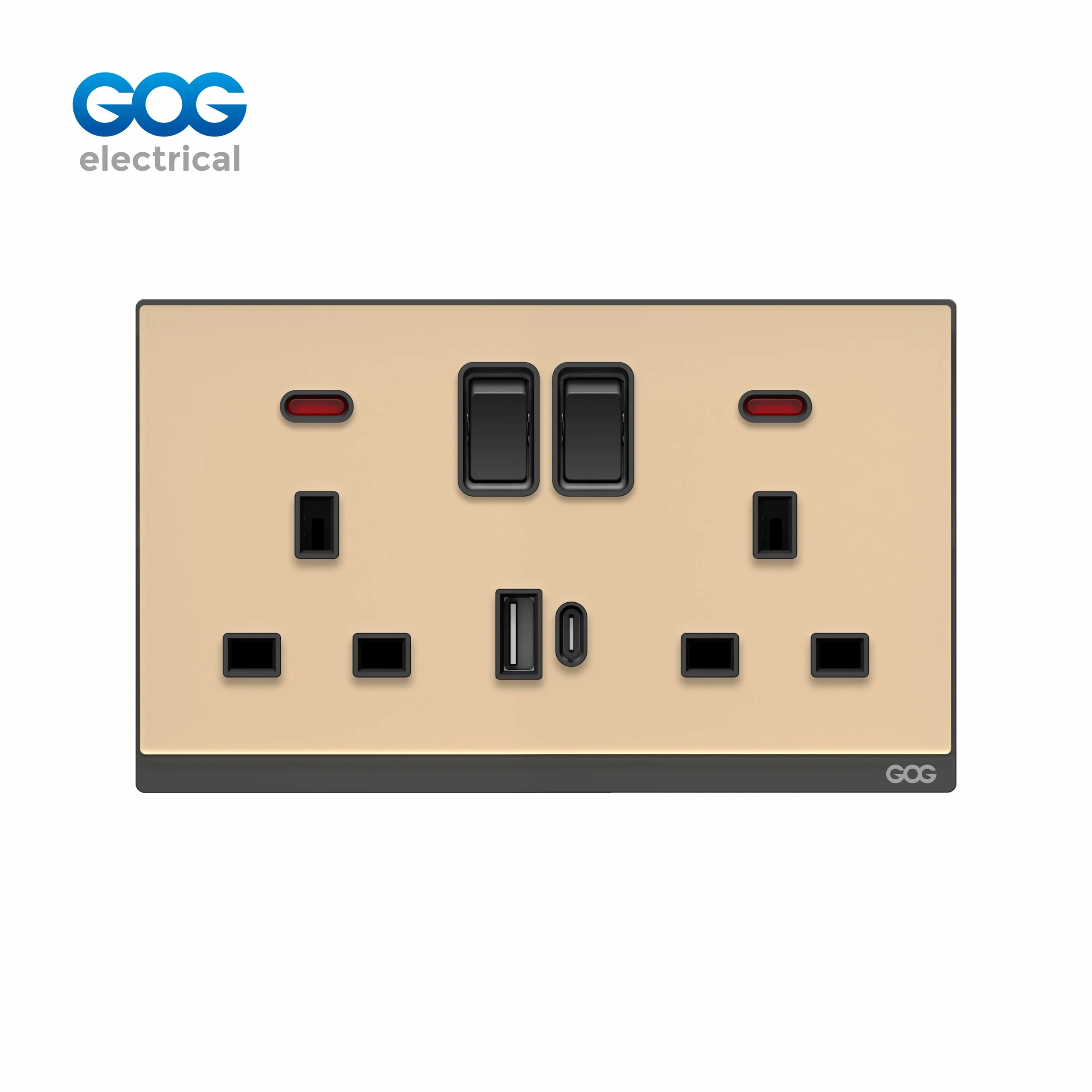 DN71492C glass double switched socket