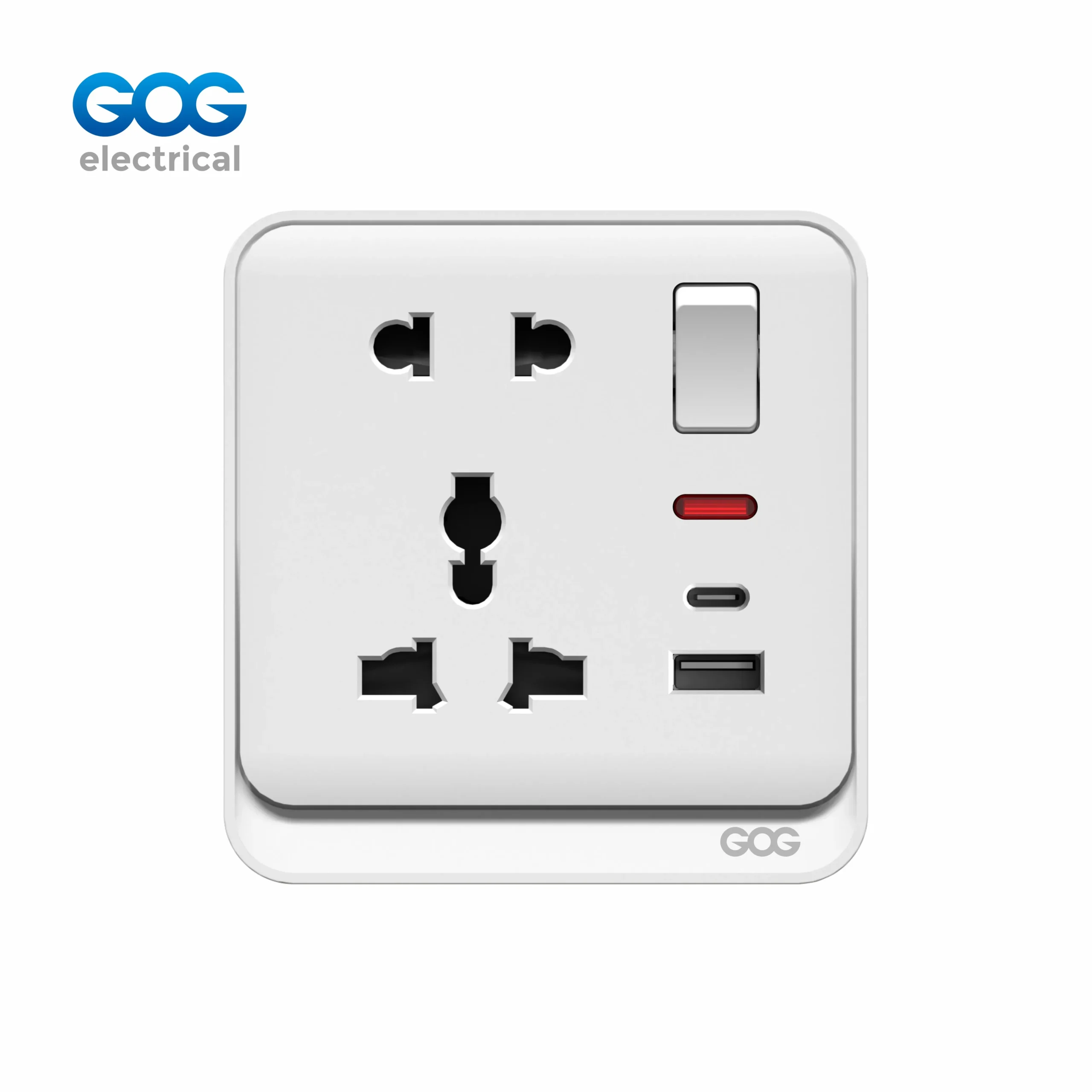 مقبس DN72 سلسلة 13A MF 5 دبوس عالمي مع مفتاح و USB نوع-C مقبس DN72 سلسلة 13A MF 5 دبوس عالمي مع مفتاح و USB نوع-C