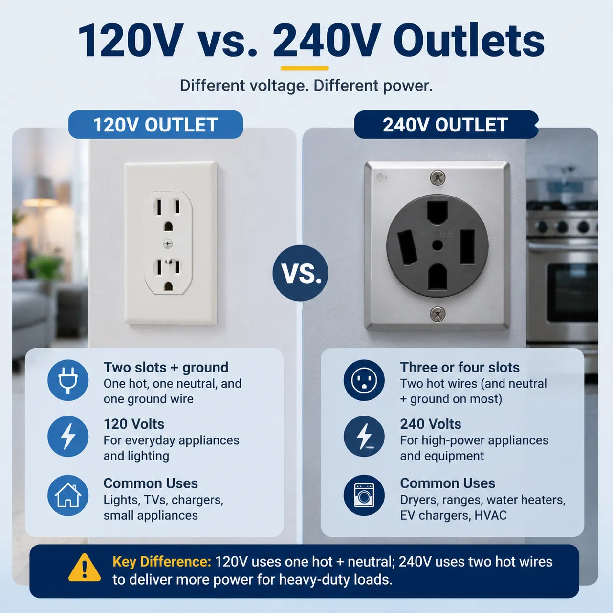 Difference Between 120V and 240V Outlets