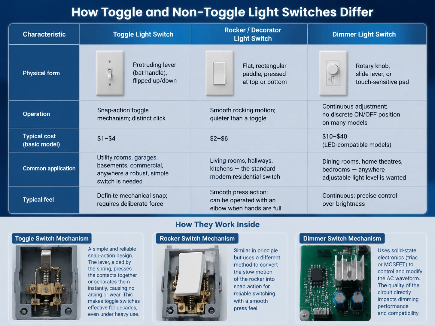 How Toggle and Non‑Toggle Light Switches Differ