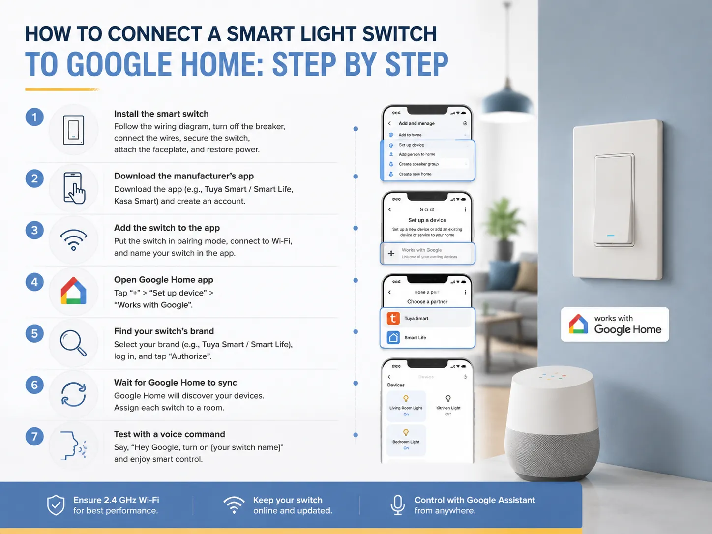 How to Connect a Smart Light Switch to Google Home