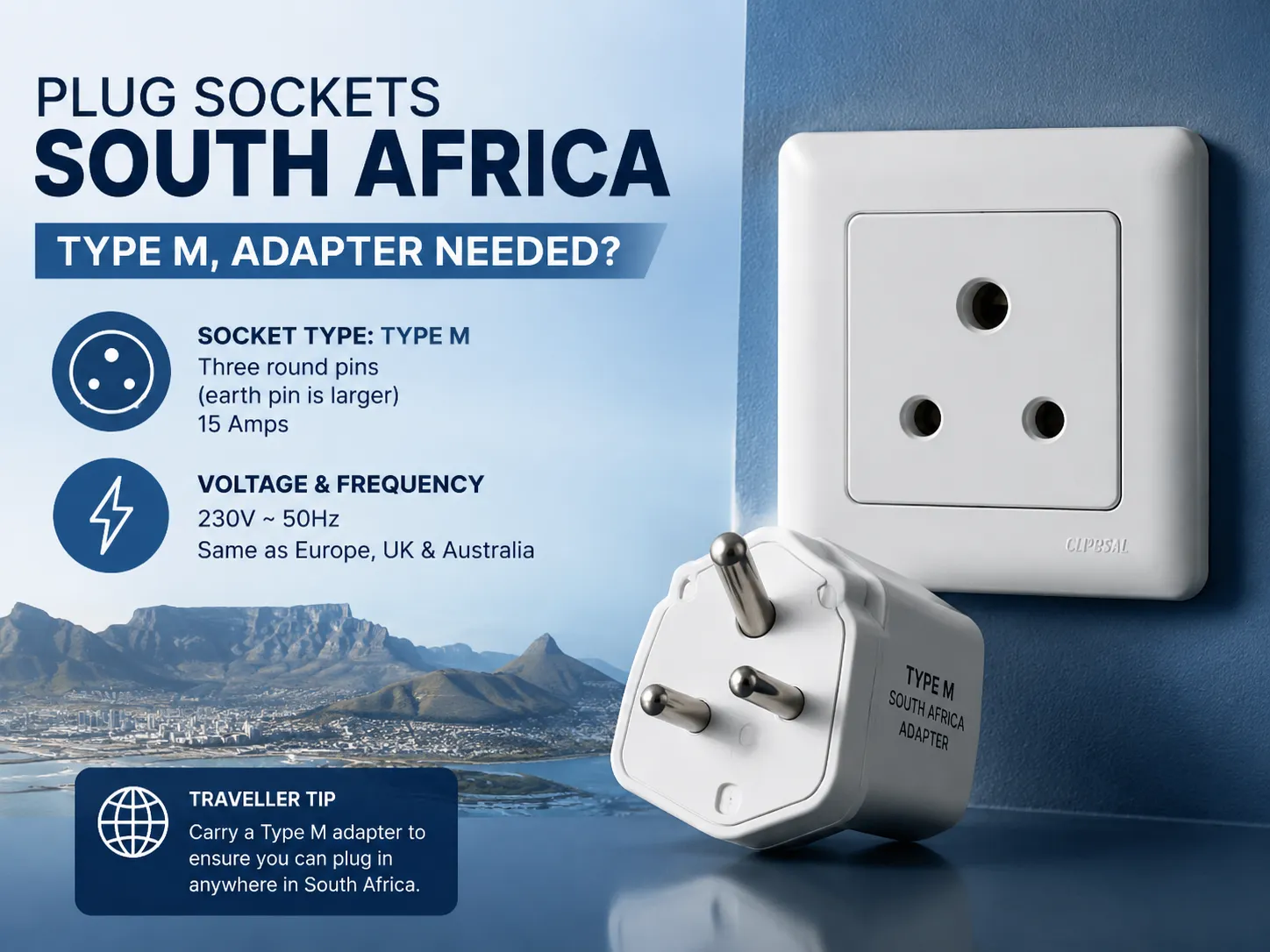 Plug Sockets South Africa – Type M, Adapter Needed