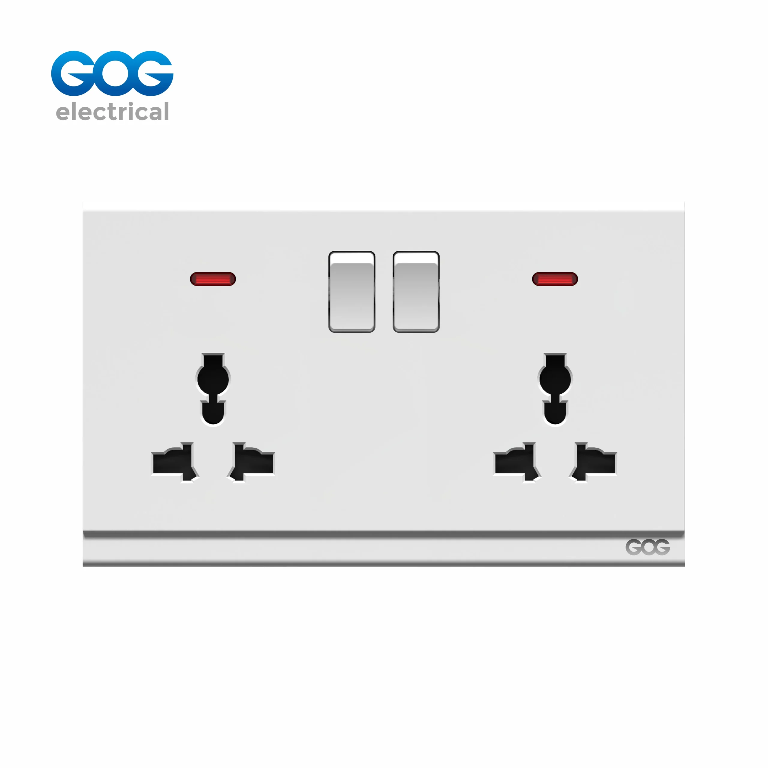 R16408M 2 gang MF switched socket