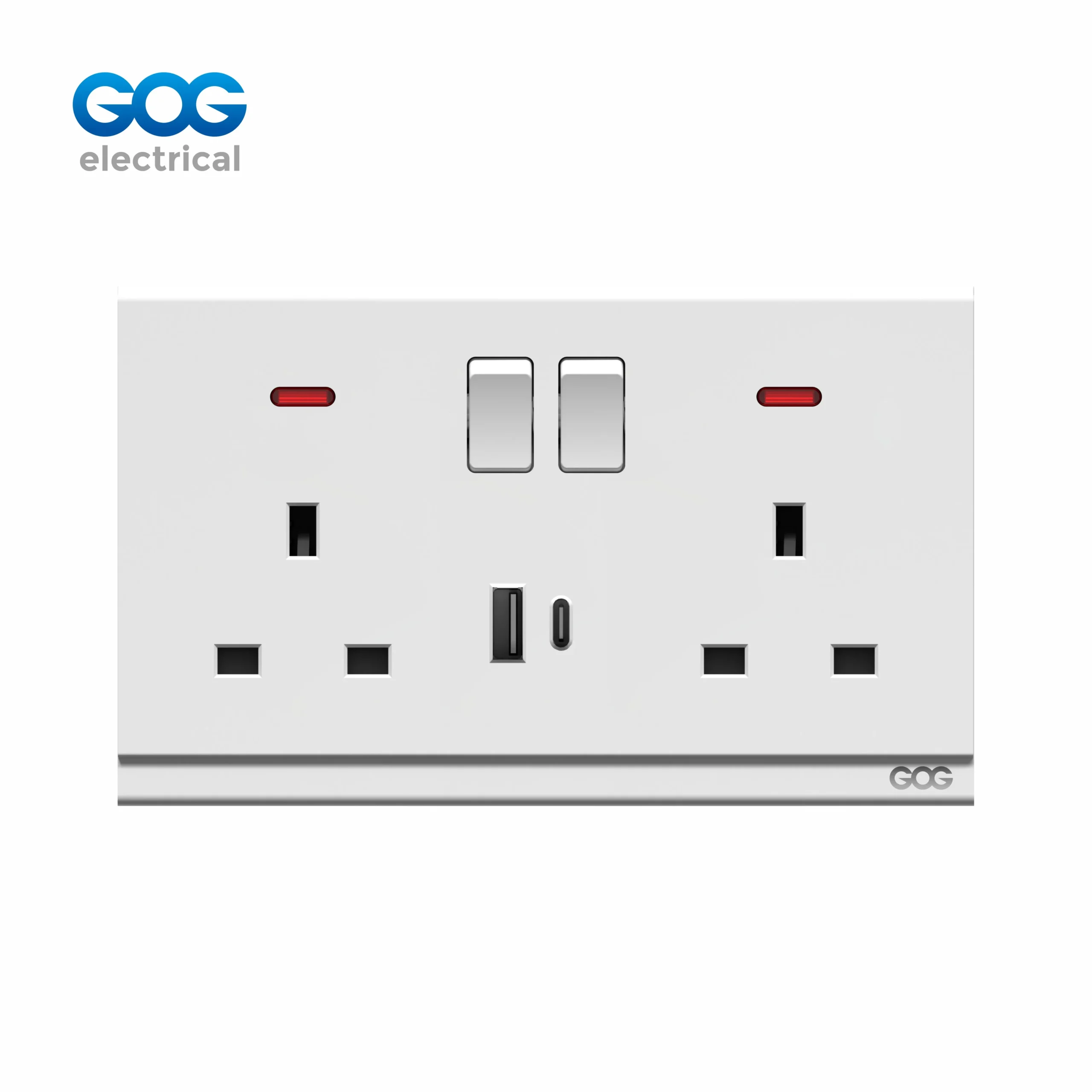 R16492C 2 gang USB switched socket