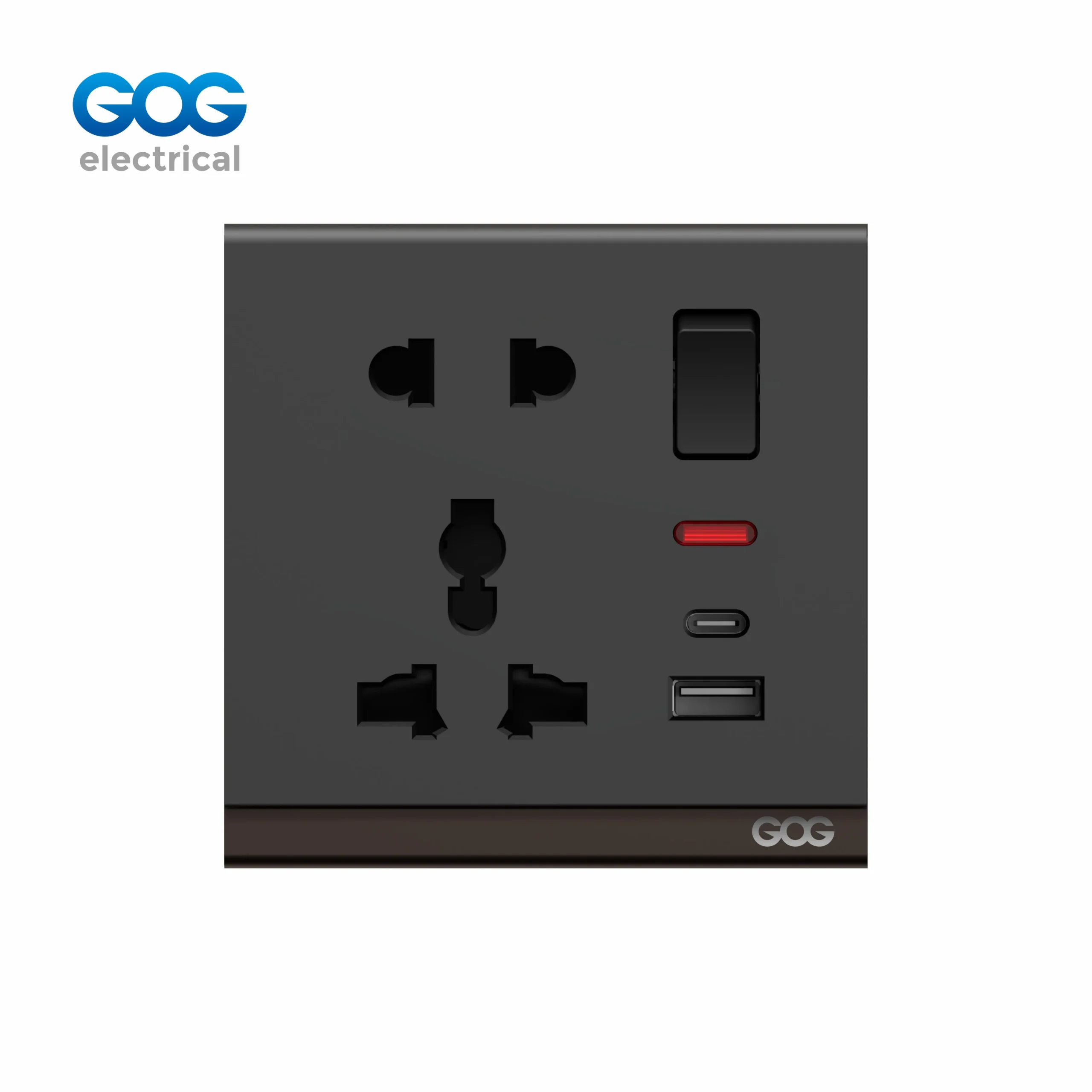R16497C مقبس بخمسة دبابيس ذهبي رمادي أسود