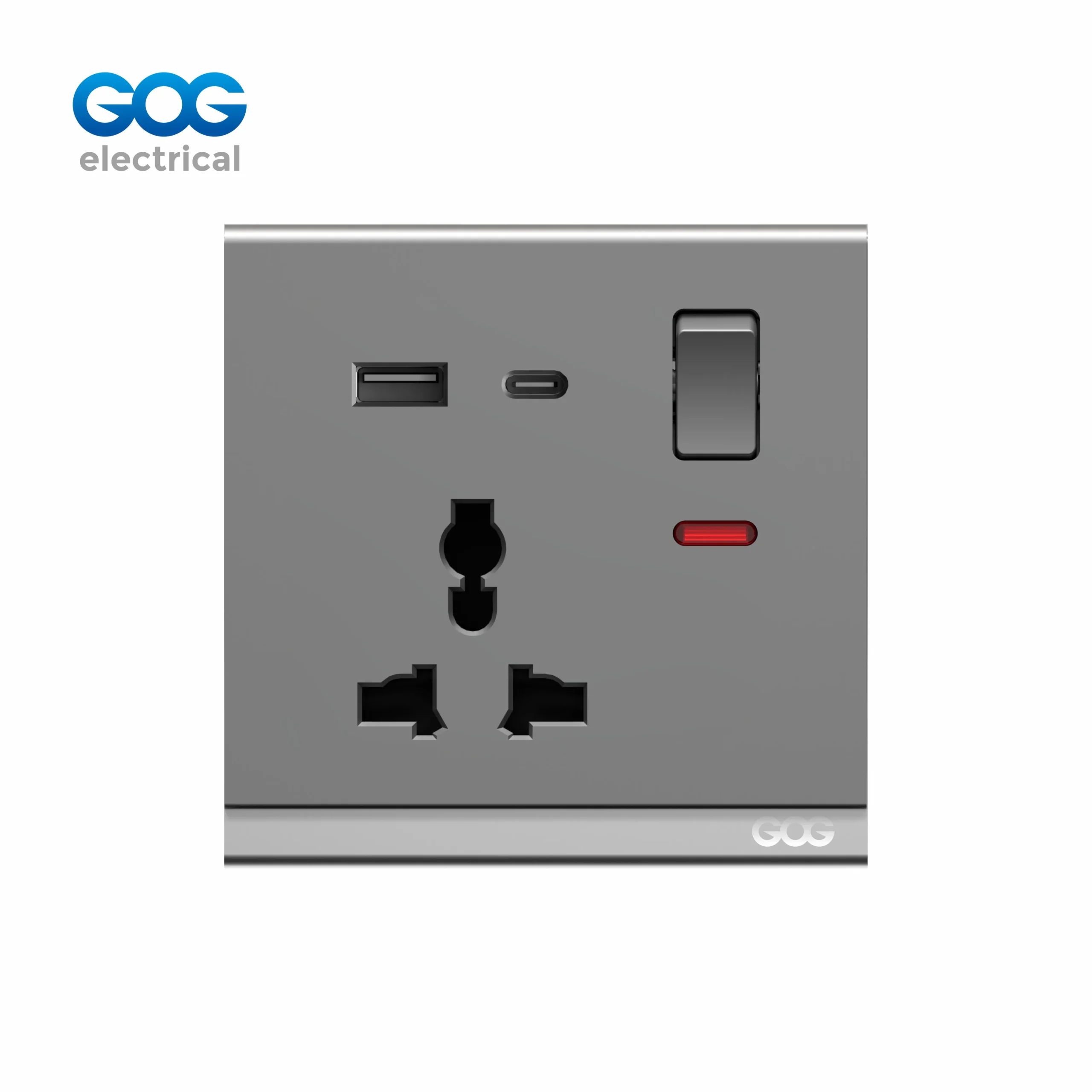 R16587C phosphor copper socket manufacturer R16587C 13A MF Switched Socket 1 Gang with Type C & USB