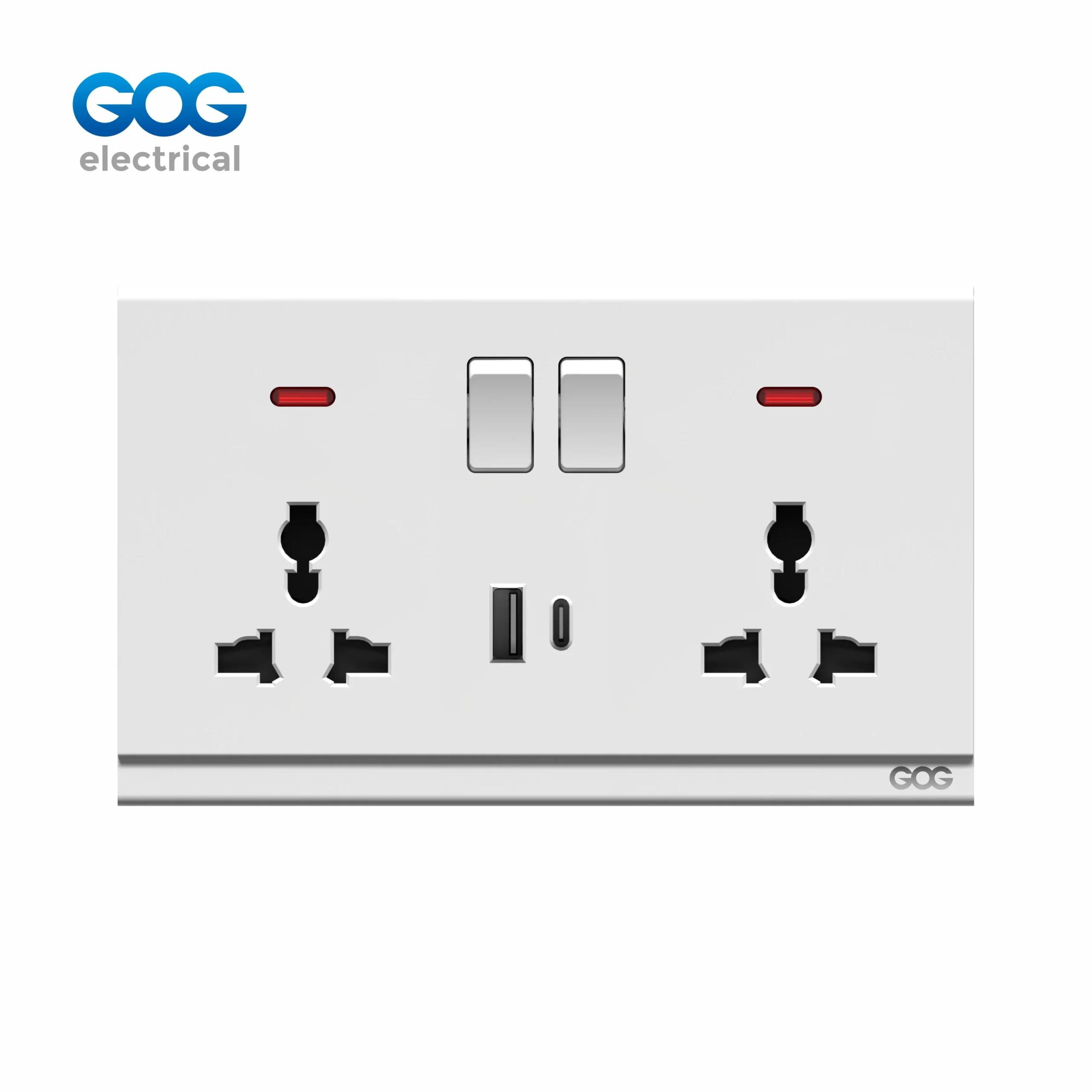 R16588C 2 gang MF USB switched socket