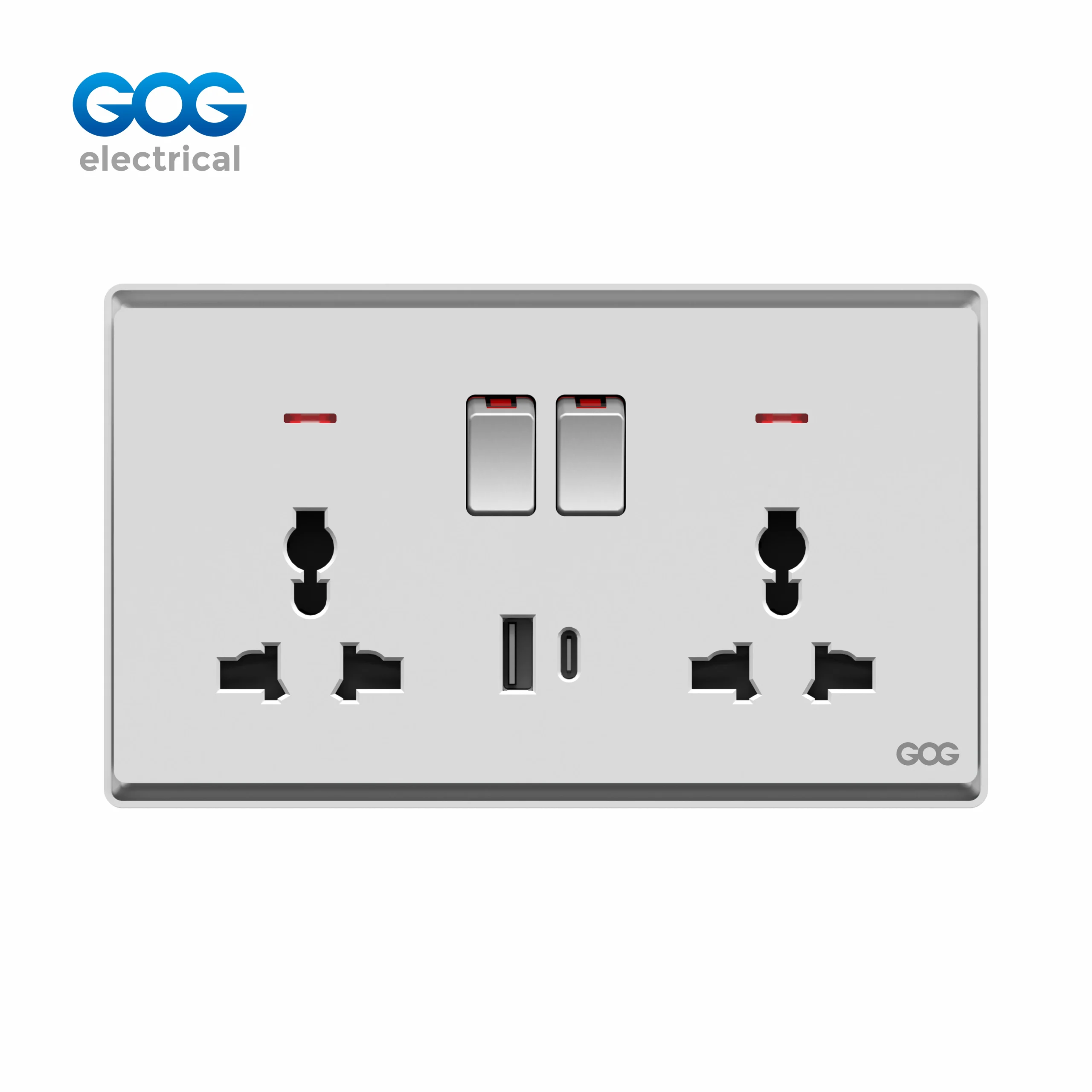 R30 Series 2 Gang MF Switched Socket with USB-C & USB-A 20W R30 Series 2 Gang MF Switched Socket with USB-C & USB-A 20W