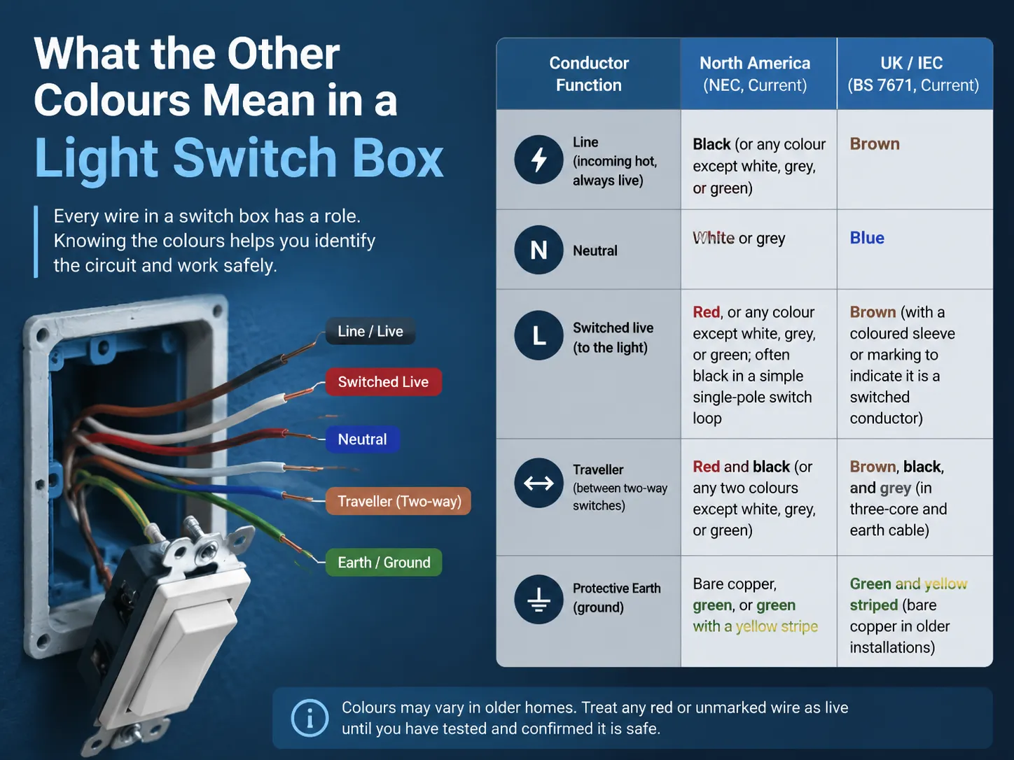 What the Other Colours Mean in a Light Switch Box