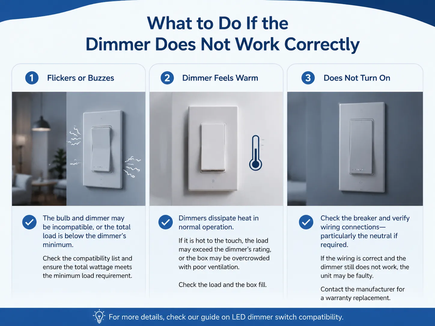 What to Do If the Dimmer Does Not Work Correctly