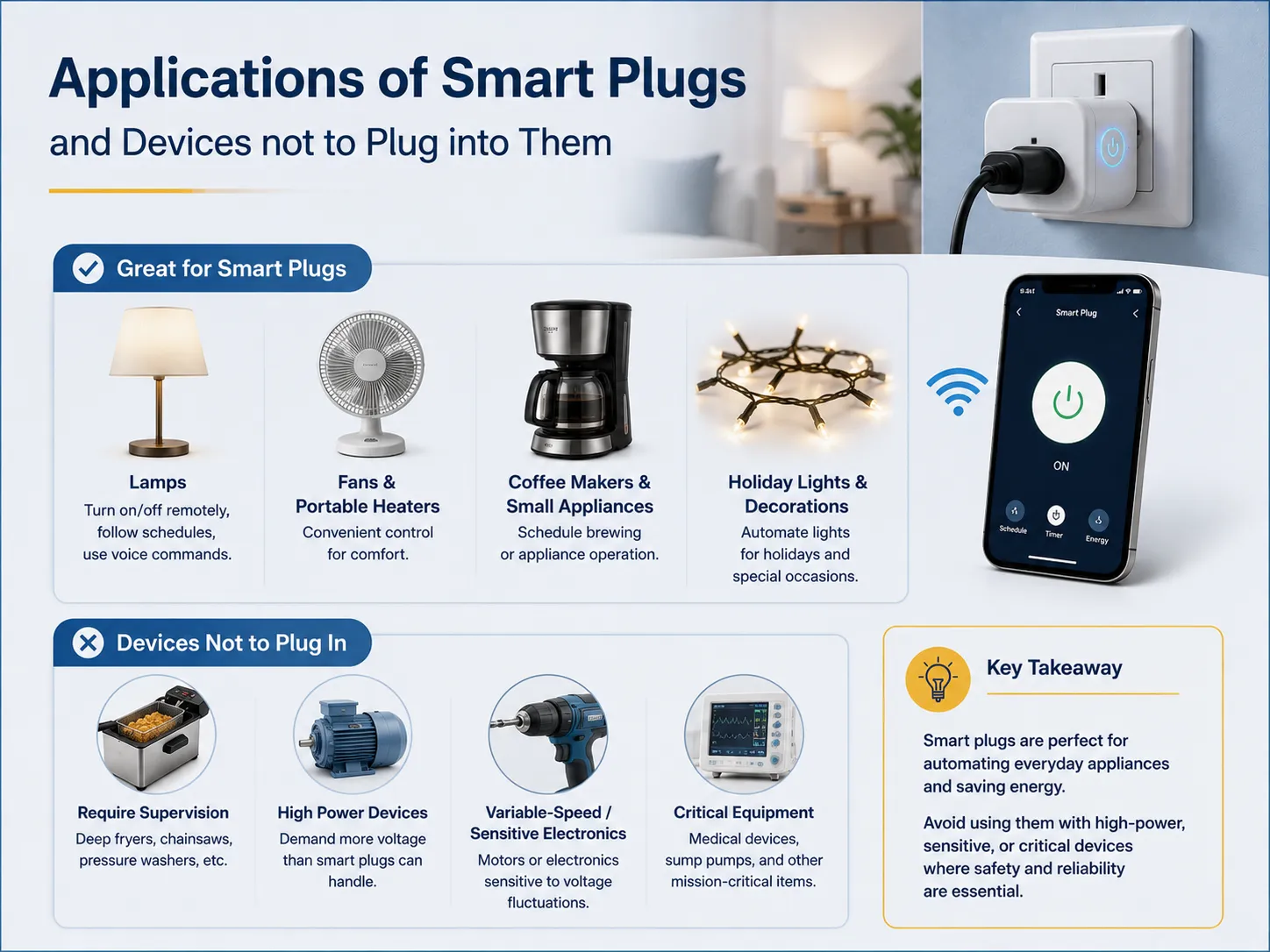 Aplicações de Smart Plugs e Dispositivos que Não Devem Ser Conectados a Eles