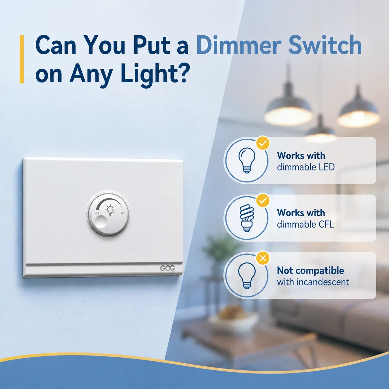 É possível colocar um interruptor dimmer em qualquer luz
