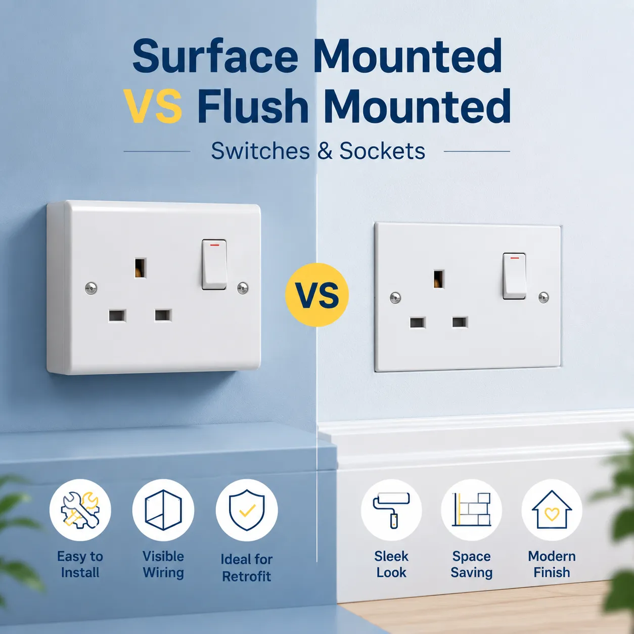 Surface Mounted vs Flush Mounted Switches & Sockets
