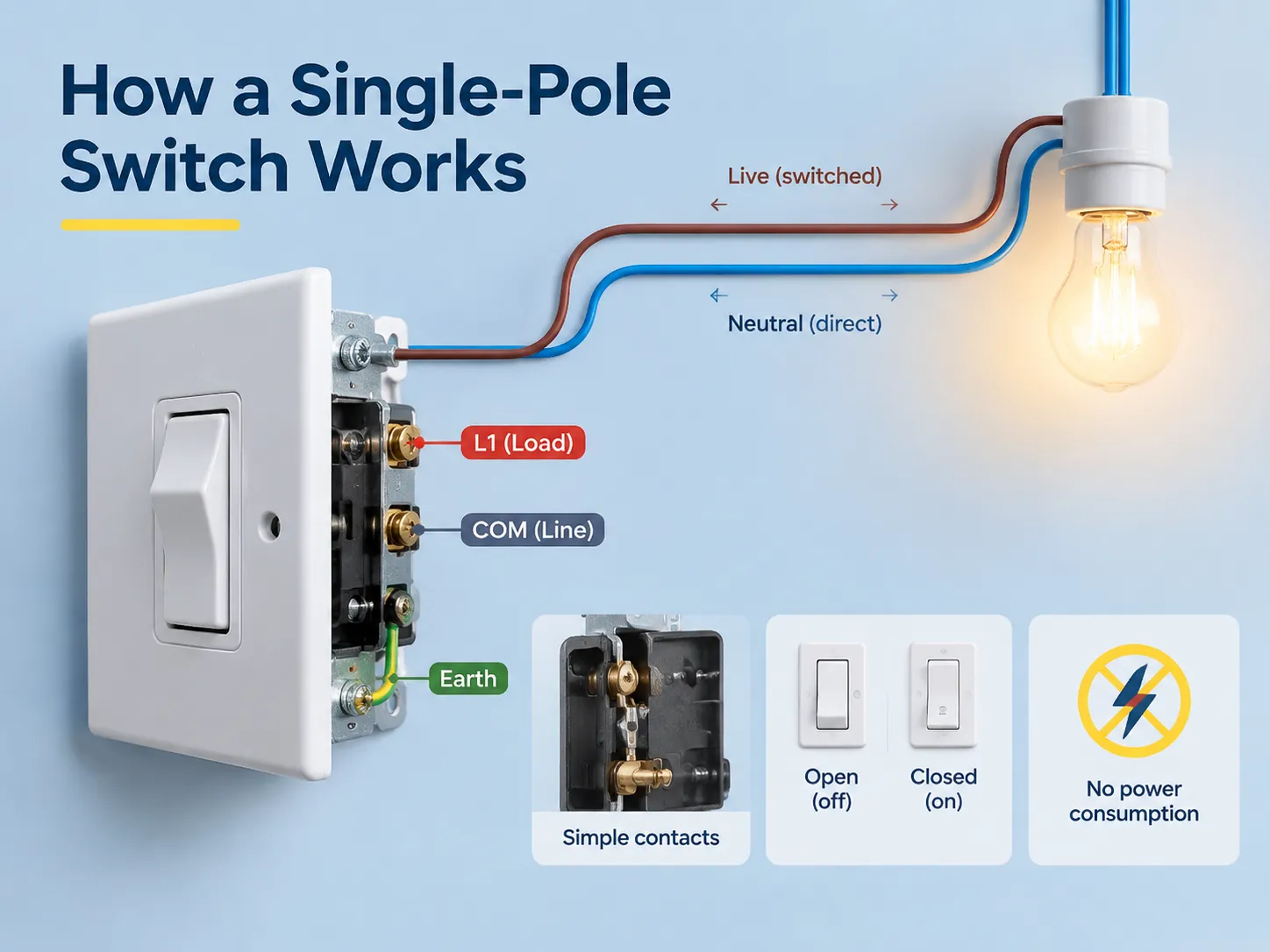 How a Single-Pole Switch Works