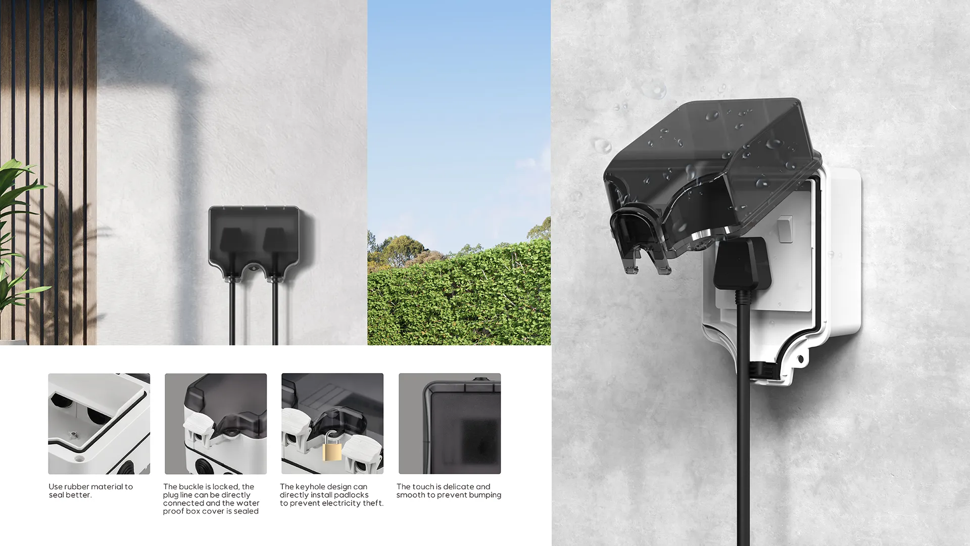 FW-X286 dual gang outdoor waterproof box with two modules