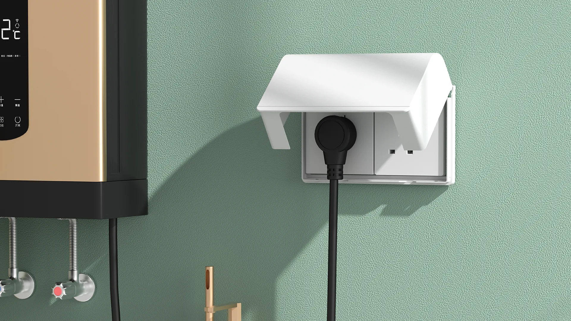 HM19 waterproof protective case over a bathroom socket