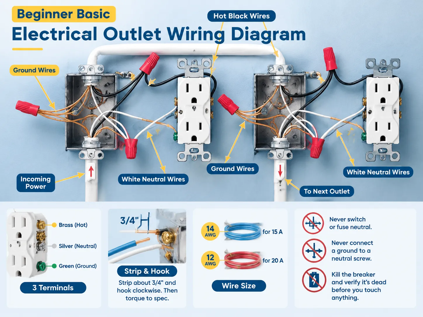 Beginner Basic Electrical Outlet Wiring Diagram
